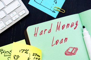 Hard Money Loan  sign on the piece of paper. clipart