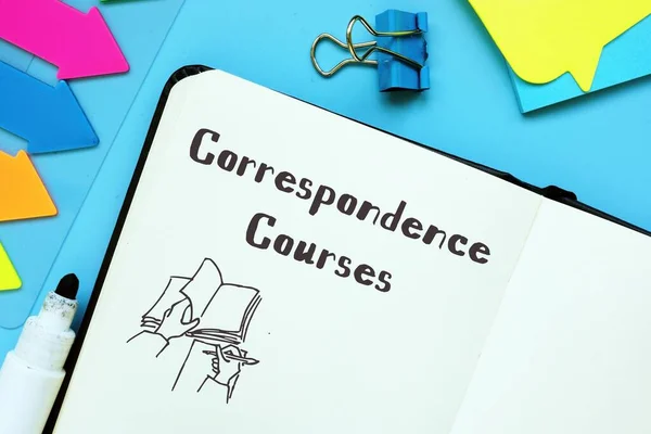 Business concept meaning Correspondence Courses with sign on the piece of paper.