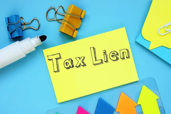 Концепція Бізнесу Означає Tax Lien Написом Аркуші — стокове фото