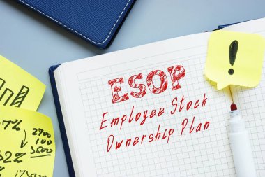 Çalışan Stok Sahipliği Planı ESOP yazılı kağıt parçasına.