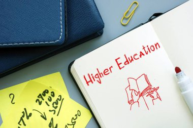 Eğitimsel kavram, kağıt parçasında yazılı olan yüksek öğrenim anlamına gelir..