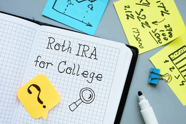 Business Concept Roth Ira College Phrase Sheet — Stock Photo, Image