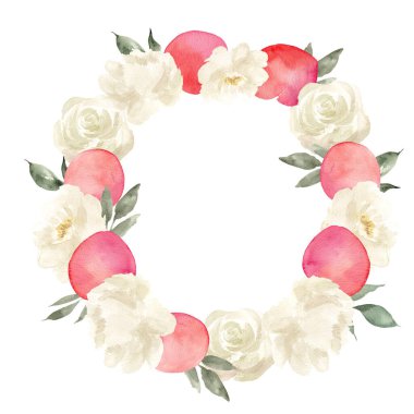 Suluboya elle çerçevelenmiş şeftali çiçekleri, düğün tasarımı için, kartlar, davetiyeler, beyaz arka planda izole edilmiş