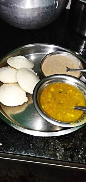 Idli Sambar Images Stock Photos Home Maid Idli Samobar Photo — Stock Photo, Image