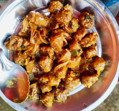 Vejetaryen Soya Chili Hint yemeği Stok Fotoğrafı. Bu yemek Vishal Singh tarafından pişiriliyor.