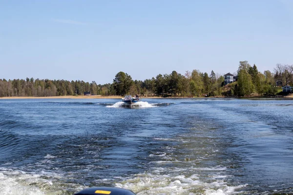 Sweden in the nature on a lake on a boat