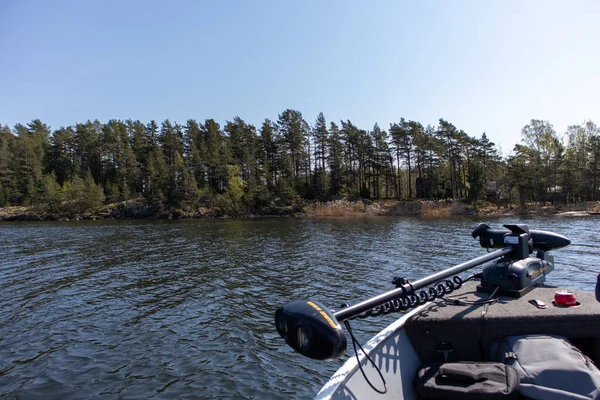 Sweden in the nature on a lake on a boat