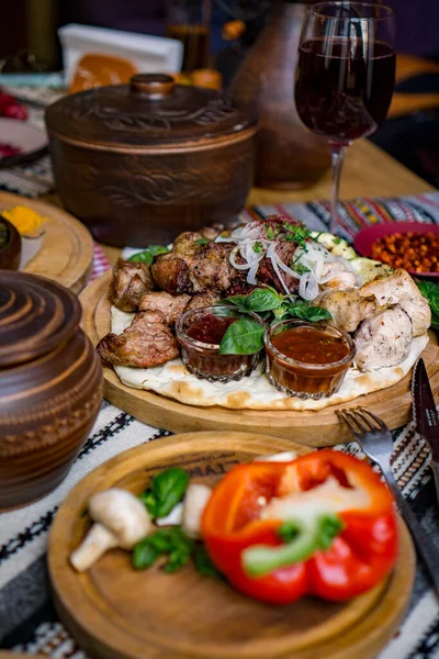 Georgien Traditionelle Küche Gesunde Leckere Speisen Restaurant — Stockfoto