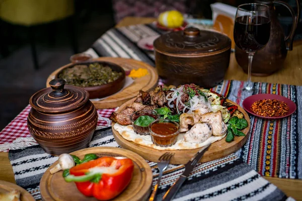 Грузия Традиционная Кухня Здоровая Вкусная Еда Ресторане — стоковое фото