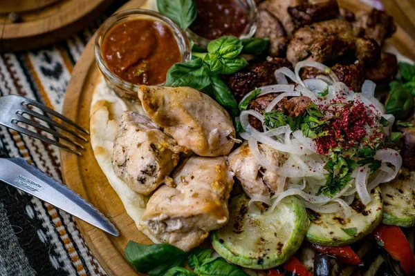 Gruzie Tradiční Kuchyně Zdravé Chutné Jídlo Restauraci — Stock fotografie