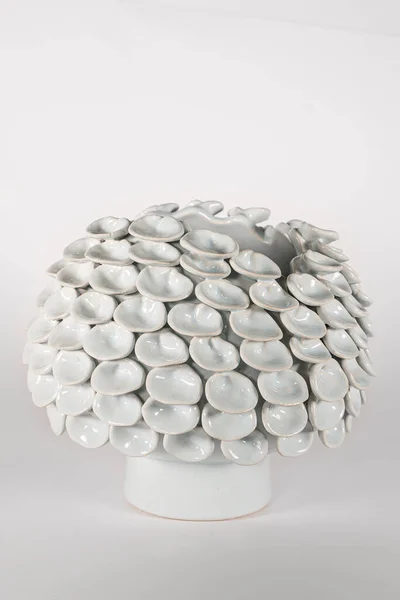 Držák Svíčky Suvenýr Figurka Andělská Keramika Bílém Květináče Váza Rostliny — Stock fotografie