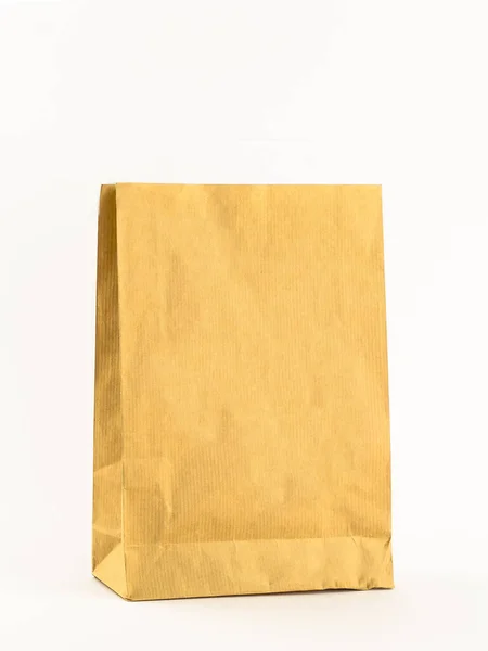 Sac Artisanat Pour Nourriture Sur Fond Blanc Paquet Papier Carton — Photo