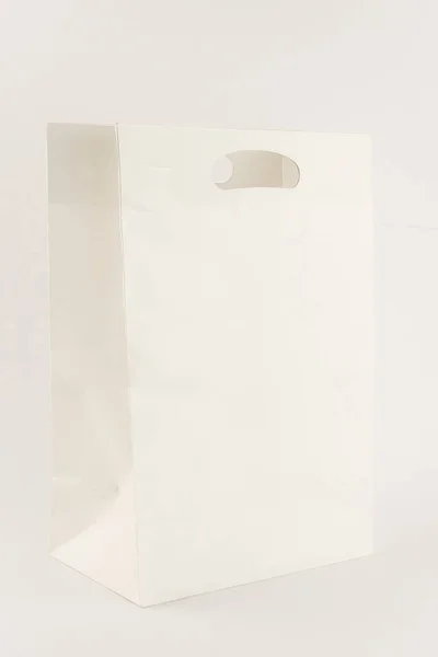 Реміснича Сумка Їжі Білому Фоні Паперова Упаковка Картону Зберігання Порожня — стокове фото