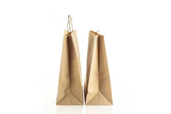 Sac Artisanat Pour Nourriture Sur Fond Blanc Paquet Papier Carton — Photo