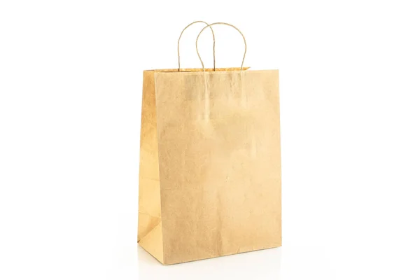 Sac Artisanat Pour Nourriture Sur Fond Blanc Paquet Papier Carton — Photo