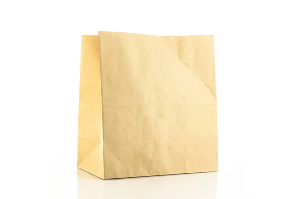 Sac Artisanat Pour Nourriture Sur Fond Blanc Paquet Papier Carton — Photo