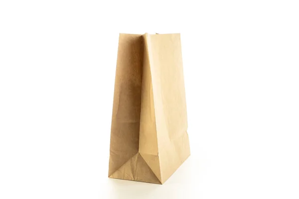 Sac Artisanat Pour Nourriture Sur Fond Blanc Paquet Papier Carton — Photo