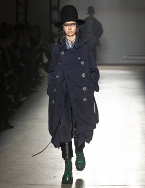 New York, New York - February 08, 2020: Tang He walks the runway at R13 Fall Winter 2020 Fashion Show