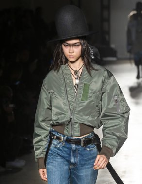 New York, New York - February 08, 2020: Mika Schneider walks the runway at R13 Fall Winter 2020 Fashion Show