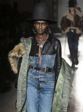 New York, New York - February 08, 2020: Aliet Sarah walks the runway at R13 Fall Winter 2020 Fashion Show