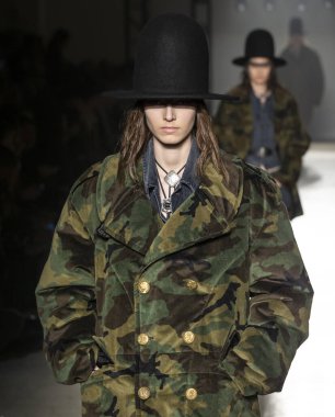 New York, New York - February 08, 2020: Alberte Mortensen walks the runway at R13 Fall Winter 2020 Fashion Show