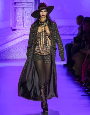 New York, New York - Feb. 10, 2020: Jordan Daniels walks the runway at Anna Sui Fall Winter 2020 Fashion Show