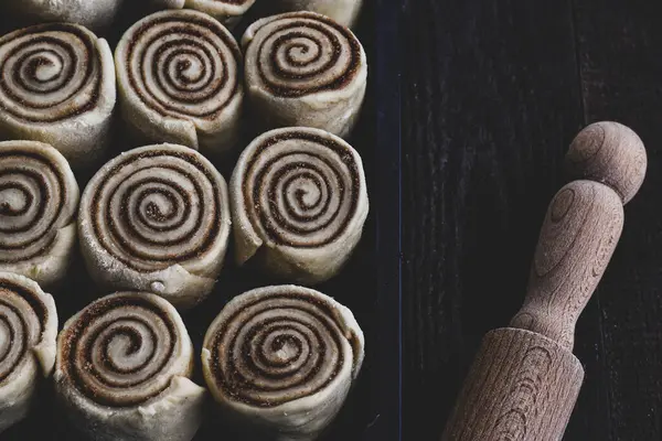 Cinnamon Rolls Baking Sheet — Stock Photo, Image