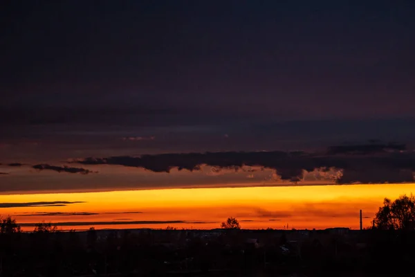 Sol Pone Horizonte — Foto de Stock