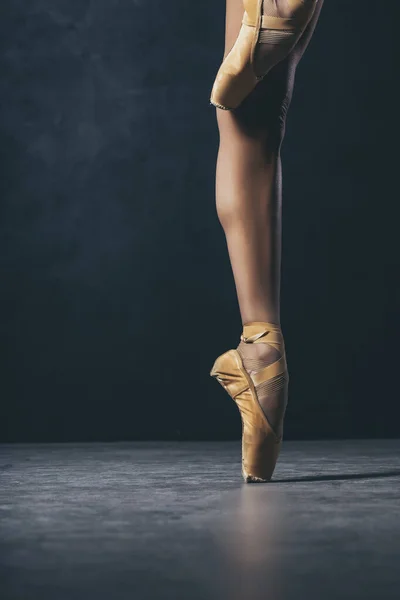 ballerina dancer shoes on the toes on balck background