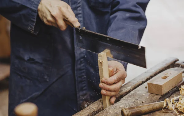 Carpintero Trabajando Con Herramientas Carpintería — Foto de Stock