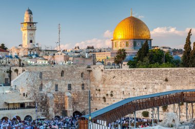 JERUSALEM, ISRAEL - CIRCA MAYIS 2018: Kudüs 'teki Batı Duvarı manzarası, İsrail yaklaşık Mayıs 2018' de Kudüs 'te.