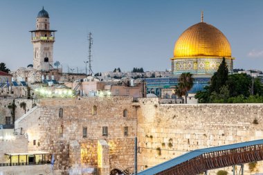 JERUSALEM, ISRAEL - CIRCA MAYIS 2018: Kudüs 'teki Batı Duvarı manzarası, İsrail yaklaşık Mayıs 2018' de Kudüs 'te.