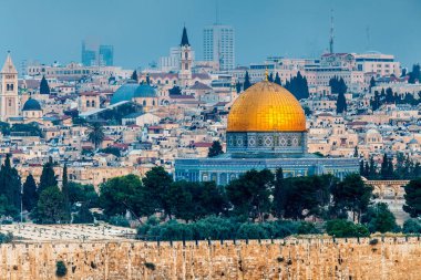 JERUSALEM, ISRAEL - CIRCA MAYIS 2018: Kudüs şehrinin muhteşem manzarası Mayıs 2018 'de Kudüs' te.