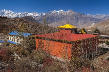 MUKTINATH, NEPAL - CIRCA NOVEMBER 2013: Muktinath köyü civarında Kasım 2013 'te.