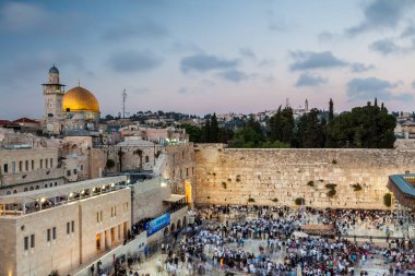 JERUSALEM, ISRAEL - CIRCA MAYIS 2018: Kudüs 'teki Batı Duvarı manzarası, İsrail yaklaşık Mayıs 2018' de Kudüs 'te.