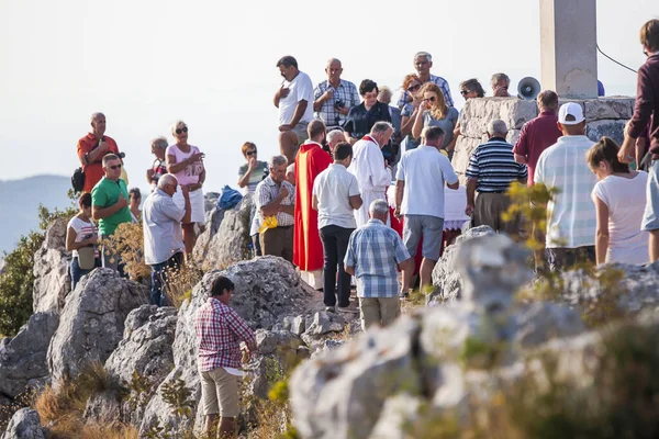 Santa Missa Topo Sveti Nikola Mais Alto Ilha Hvar Cerca — Fotografia de Stock