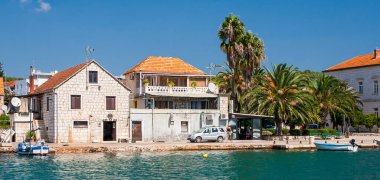 Hırvatistan 'ın Hvar adasında yer alan küçük bir kasaba olan Stari Grad, Ağustos 2016' da Stari Grad 'da görülüyor..