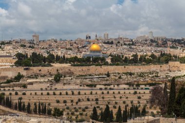 JERUSALEM, ISRAEL - CIRCA MAYIS 2018: Kudüs şehrinin muhteşem manzarası Mayıs 2018 'de Kudüs' te.