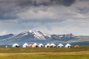 Song Kul - Kırgızistan 'ın Tian Shan Dağları' ndaki yüksek alp gölü