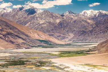 Wachan Koridoru boyunca Pamir, Afganistan ve Panj Nehri 'nin güzel manzarası