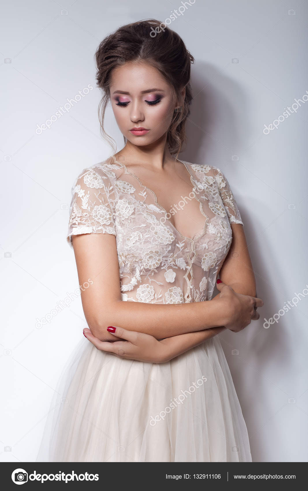 Beautiful Cute Sweet Girl With A Beautiful Bride With Bright