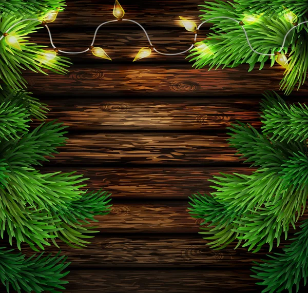 Kerstmis-Nieuwjaar ontwerpen houten achtergrond — Stockvector