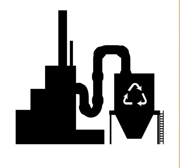 Indústria ícone silhueta planta de reciclagem — Vetor de Stock