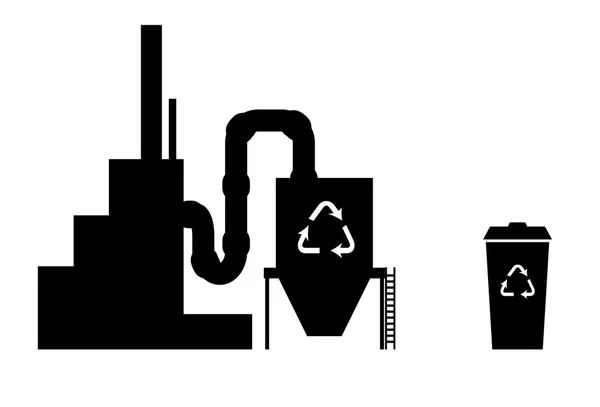 Indústria ícone silhueta planta de reciclagem — Vetor de Stock