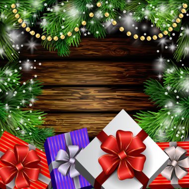 Yılbaşı yeni yıl tasarım ahşap arka plan