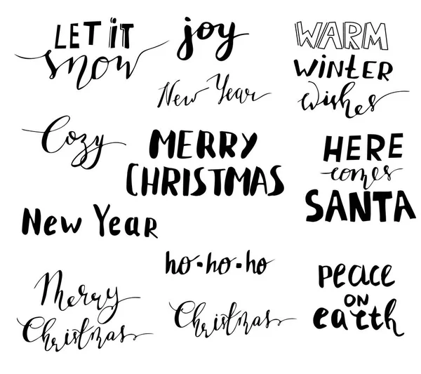 Set kerst belettering handgeschreven — Stockvector