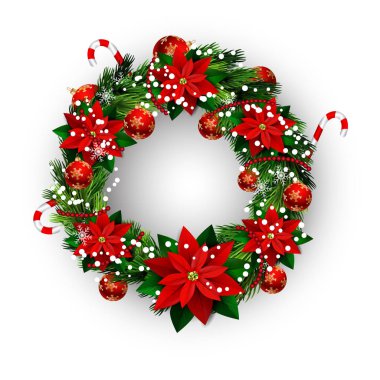 Noel çelenk ve yay ile beyaz kartı