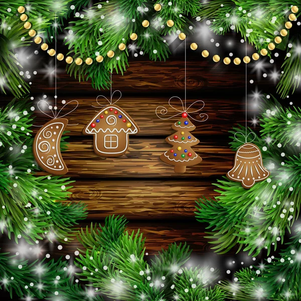 Noël Nouvel An design fond en bois — Image vectorielle