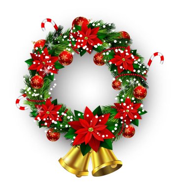 Noel çelenk ve yay ile beyaz kartı