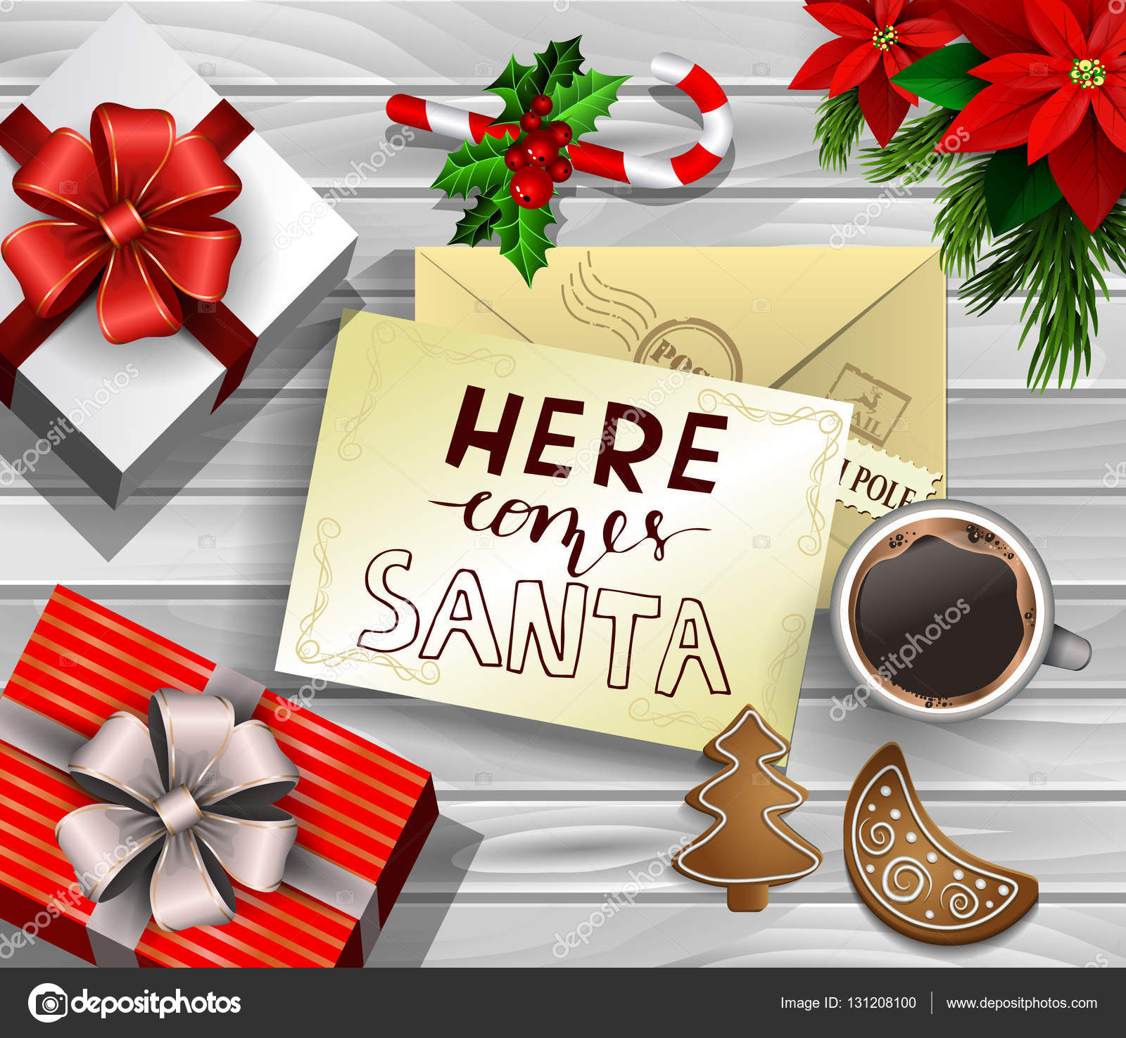 Disegno di Natale su legno — Vettoriale Stock